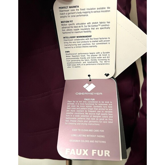 NWT $259 Obermeyer Tuscany II Women's 4 Ski Jacket Coat Faux Fur Purple Winter - Picture 15 of 16